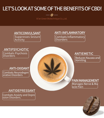 100 جرام مسحوق القهوة الطبيعية CBD المكونات الغذائية الطيف الكامل