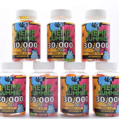 GMP  CBD غائر 25mg يطلق الألم من درجة الطعام 60 قرص مضغ لكل زجاجة